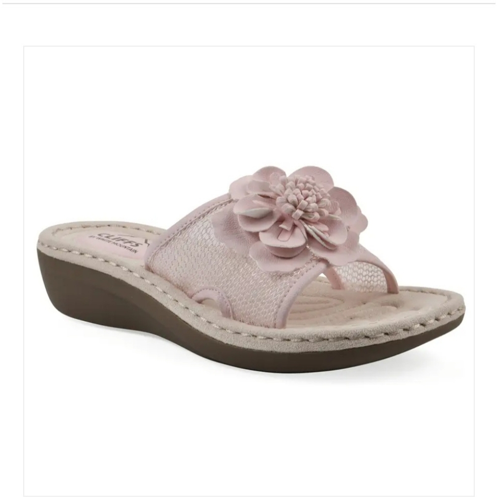 NEW Cliffs White Mountain Pink Floral Wedge Sandals Shoes 9.5